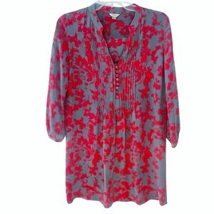 Fossil 100% Silk Dress Red Gray Size S